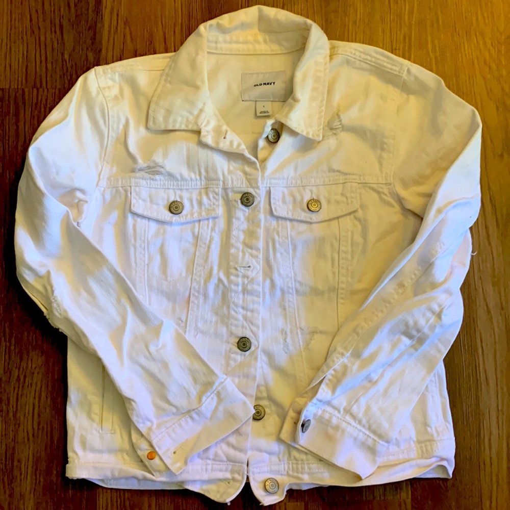 White denim jacket from Old Navy